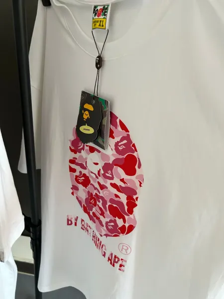 A Bathing Ape BAPE Logo Graphic White T-Shirt - 13