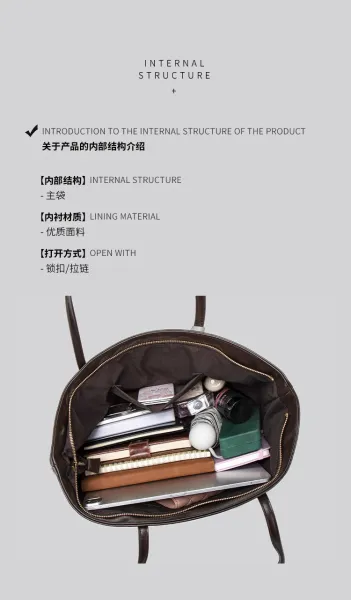 Design Tote Bag Black Leather-Effect Handbag - 11