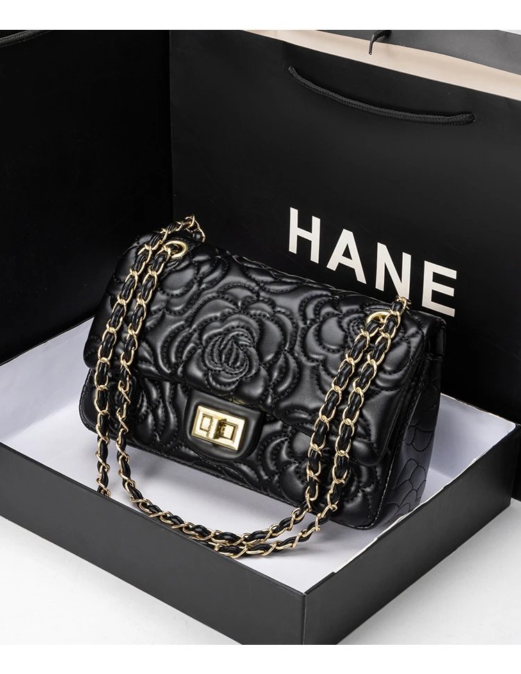 Chanel Classic Flap Bag Camellia Quilted Black Chain Bag Shoulder Bags - 6
