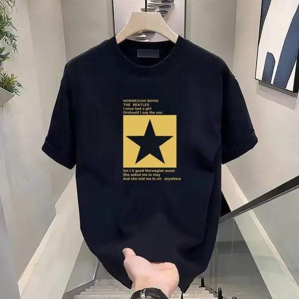 Design Norwegian Wood Graphic Print Black T-Shirt - 4