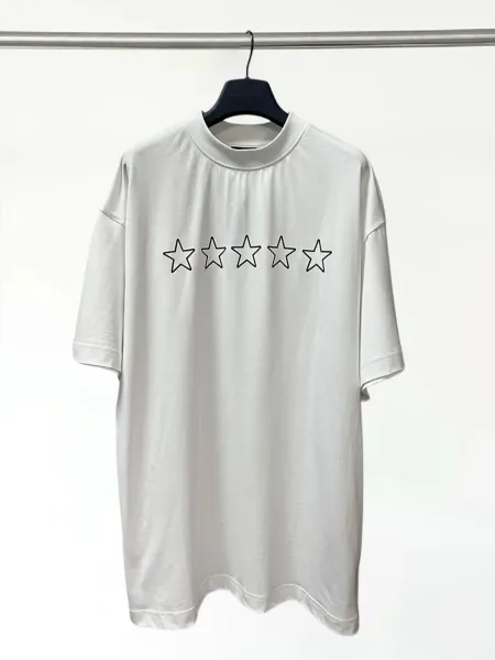 Design Five Star Outline White T-Shirt - 11