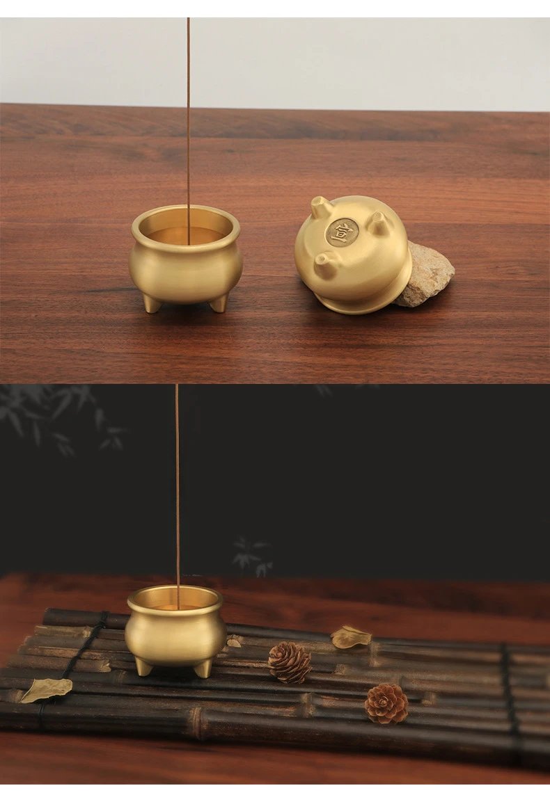 Design Brass Tripod Incense Burner Gold Accessory Accessories - 8