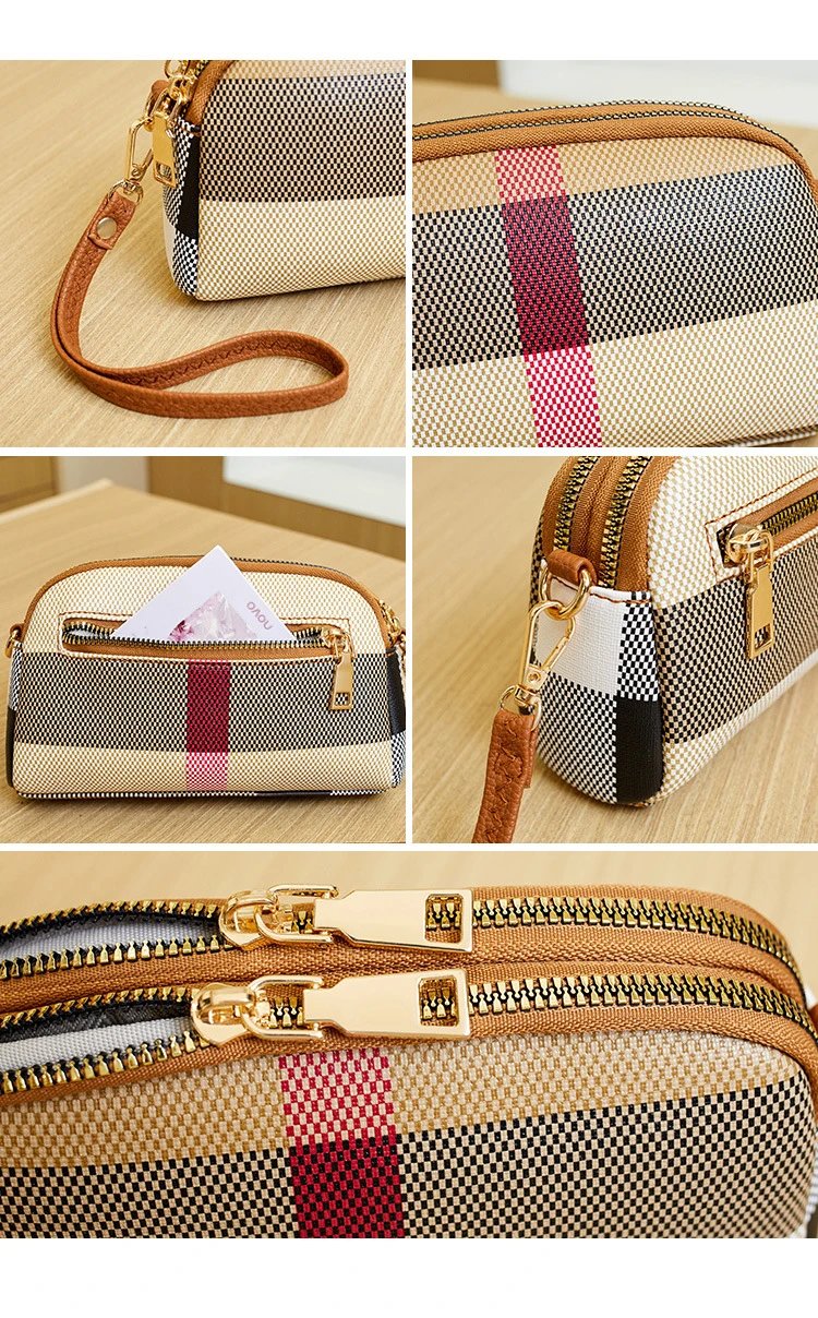 Burberry Check Wristlet Clutch Beige Multicolor Clutches - 18