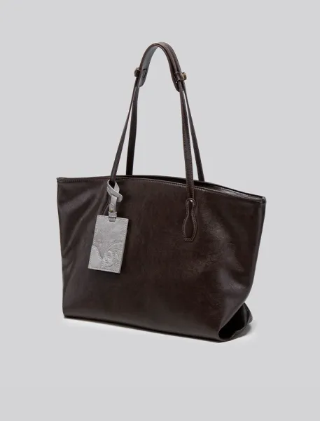 Design Tote Bag Black Leather-Effect Handbag - 14