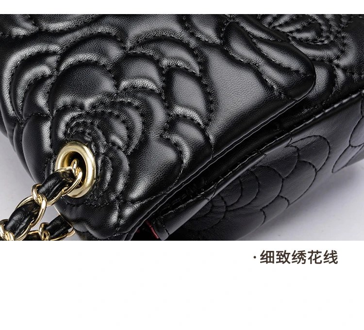 Chanel Classic Flap Bag Camellia Quilted Black Chain Bag Shoulder Bags - 25