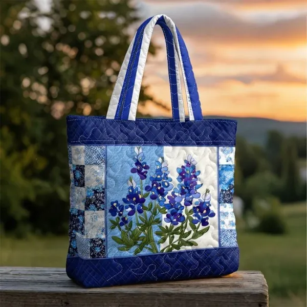 Design Embroidered Shamrock Quilted Tote Bag Green - 17