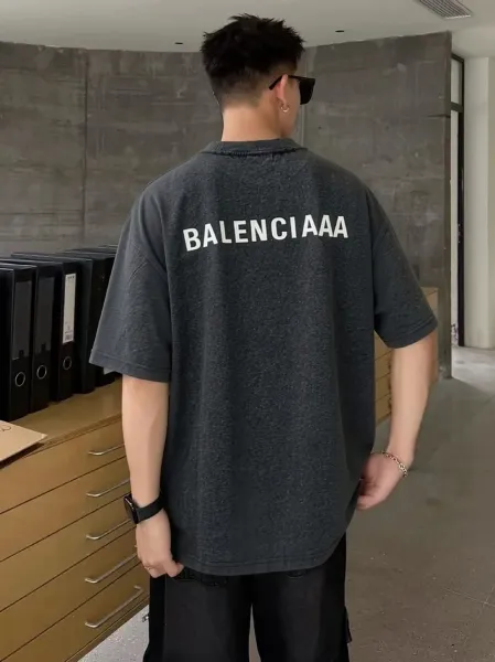 Balenciaga Logo T-Shirt Dark Gray T-Shirt - 6