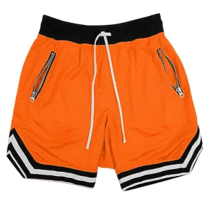 Design Mesh Shorts with Zipper Pockets Orange