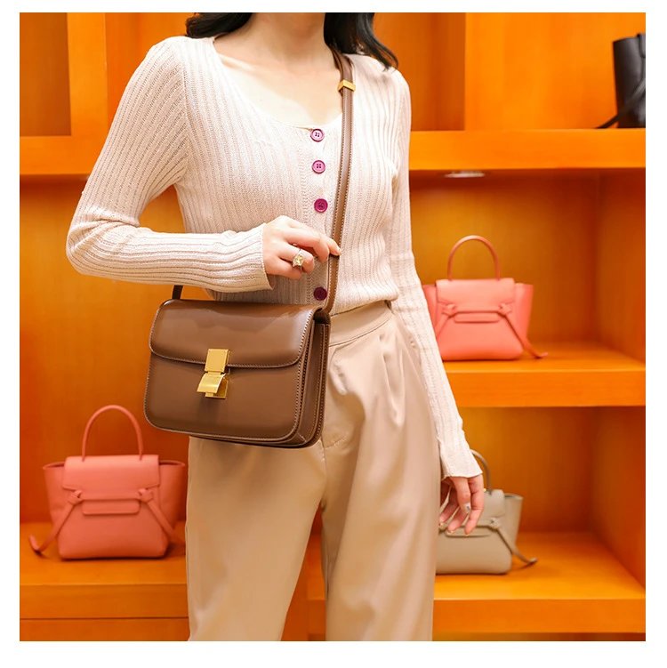 Celine Triomphe Mini Brown Leather Crossbody Bag - 14