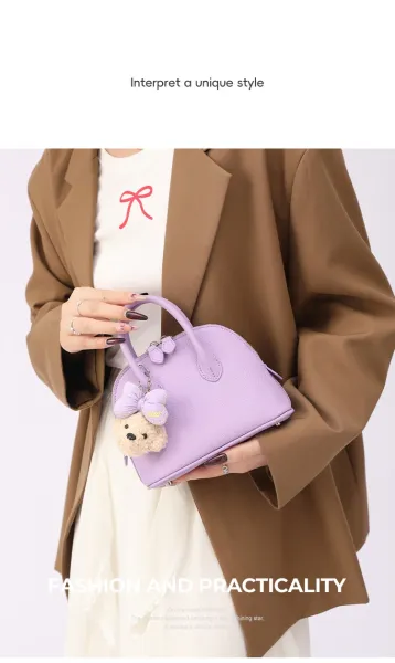 Design Dome Mini Handbag Orange with Poodle Charm - 2