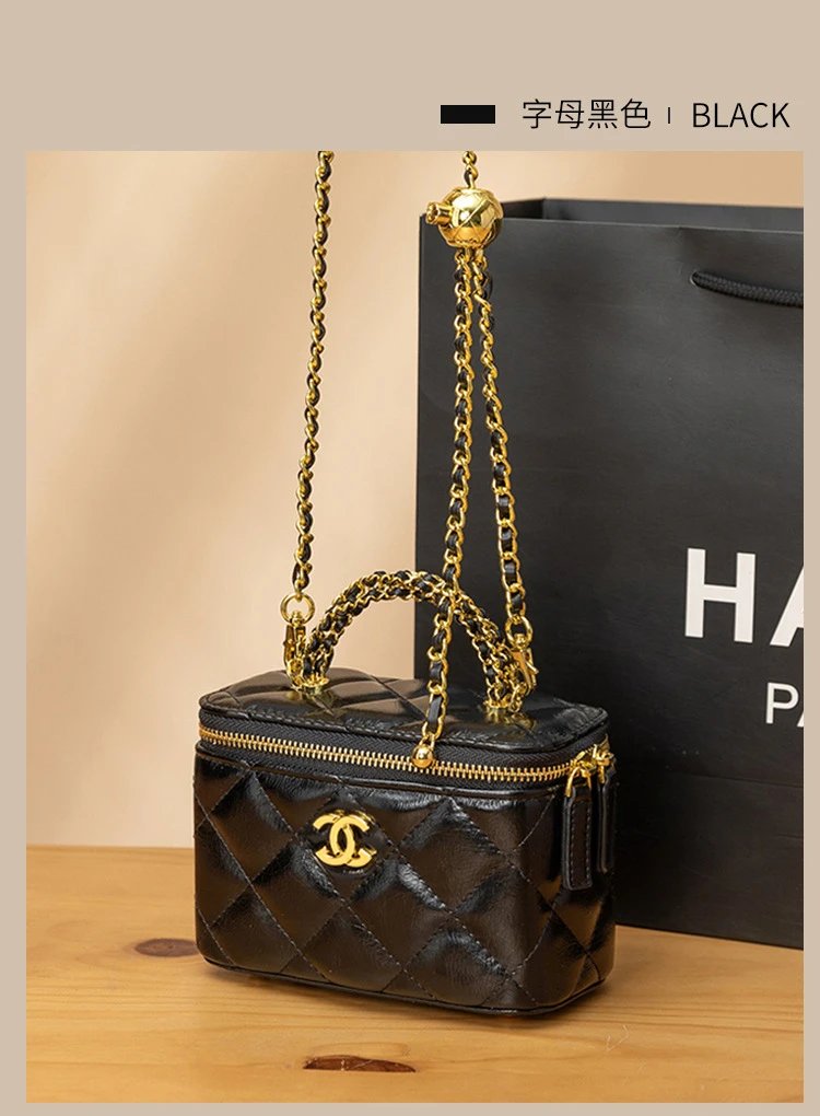 Chanel Mini Vanity Bag Black Quilted Leather Chain Bag Shoulder Bags - 8