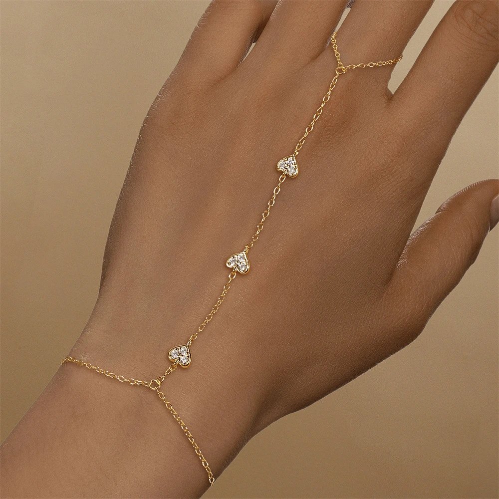 Design Heart Chain Hand Chain Bracelet Gold Jewelry - 5