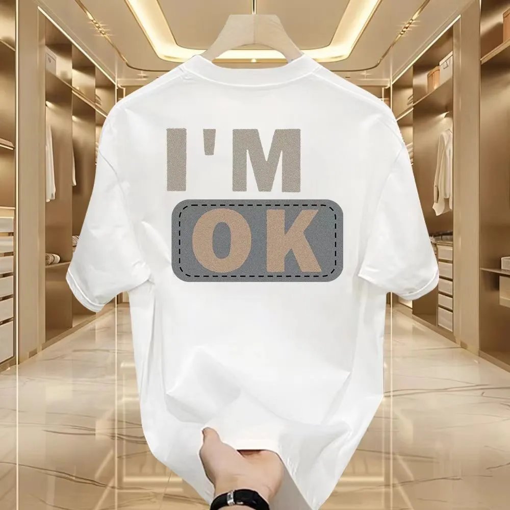 Design I'm OK Graphic Print Oversized T-Shirt White - 8