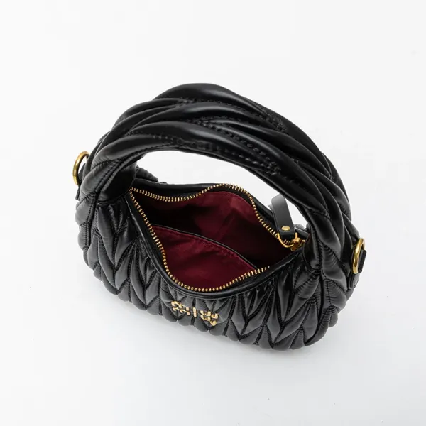 Miu Miu Matelassé Hobo Bag Black - 23