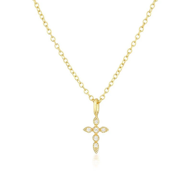 Cross Pendant Necklace Gold with Cubic Zirconia Necklaces