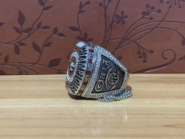 Design Georgia Bulldogs Championship Ring Silver Red Black Crystal Jewelry - 4