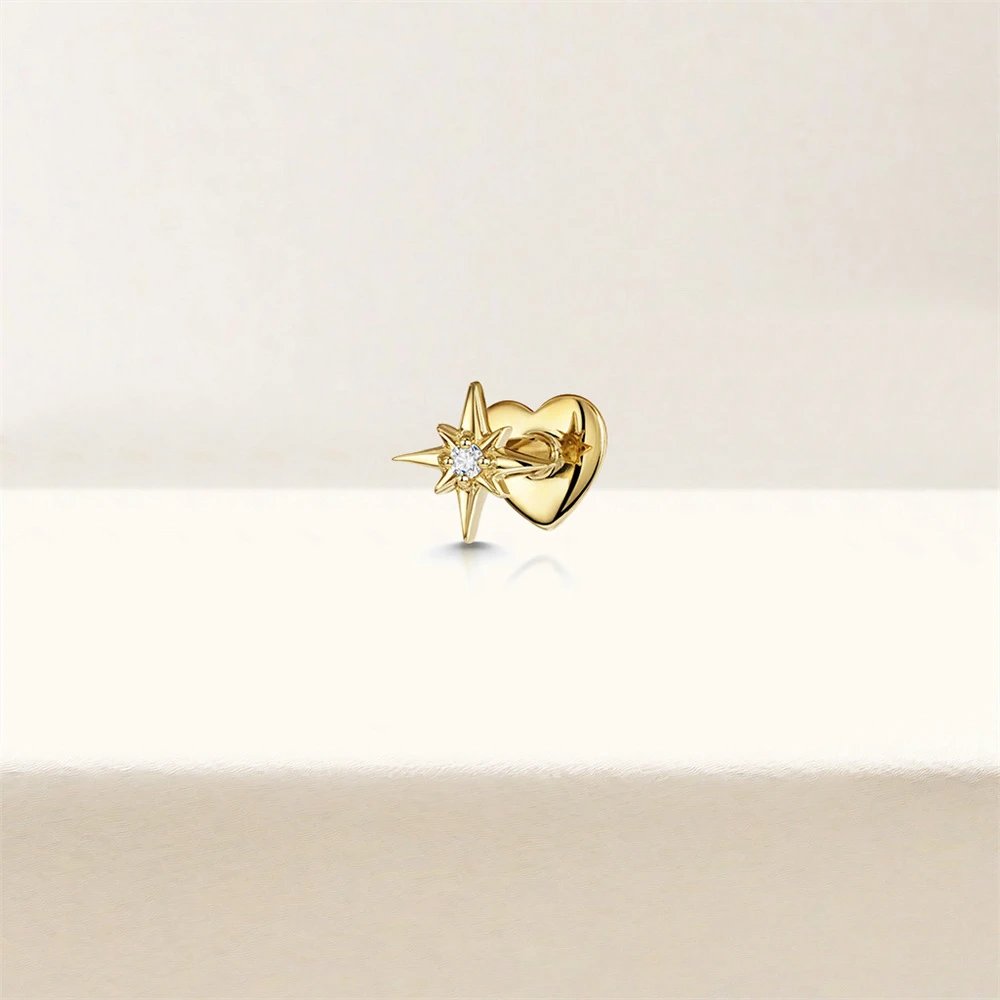 Design S925 Sterling Silver Heart Labret with Marquise and Pear-Cut Cubic Zirconia Earring Jewelry - 27