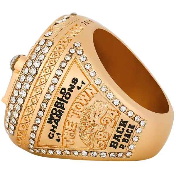 Golden State Warriors 2018 NBA Championship Ring Replica Gold Blue Crystal Ring Jewelry - 4