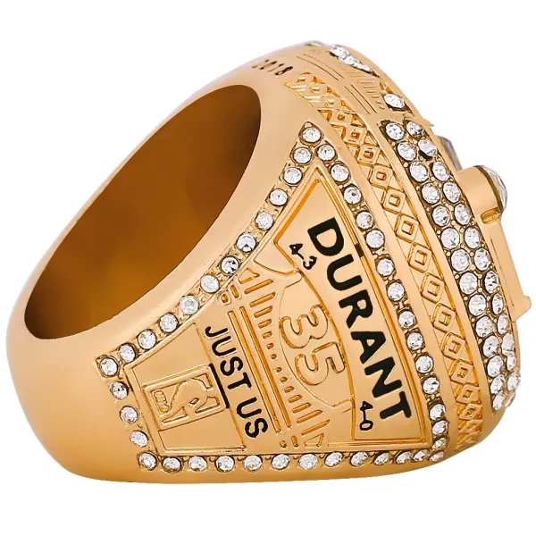 Golden State Warriors 2018 NBA Championship Ring Replica Gold Blue Crystal Ring Jewelry - 6