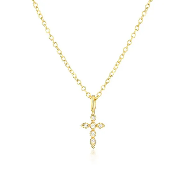 Design Cross Pendant Necklace Gold with Cubic Zirconia Necklaces Jewelry - 10