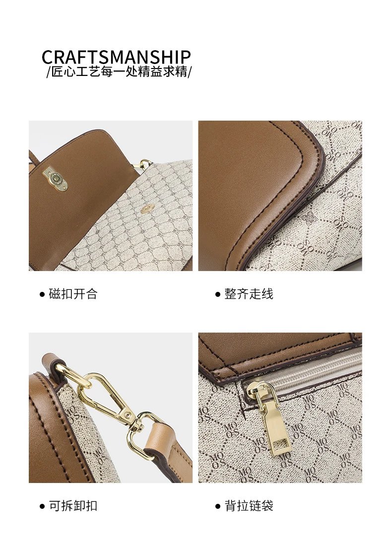 Design Luyis & Monlisa Crossbody Bag Beige Monogram Print Shoulder Bag Crossbody Bags - 5