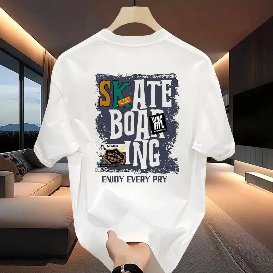 Design Skateboarding Graphic Print Black T-Shirt - 9