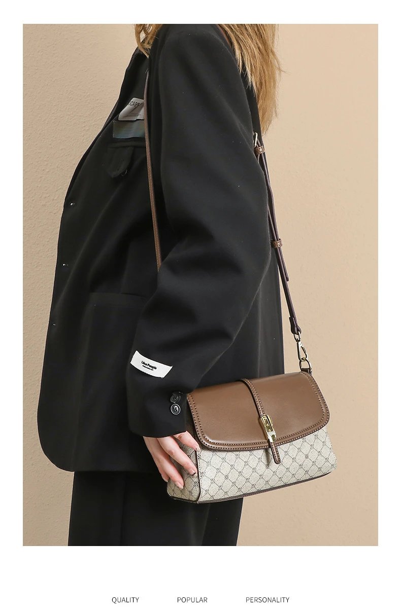 Design Luyis & Monlisa Crossbody Bag Beige Monogram Print Shoulder Bag Crossbody Bags - 12
