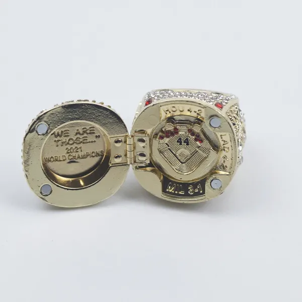 MLB Atlanta Braves Championship Ring Replica Gold Blue Crystal Rings Jewelry - 4
