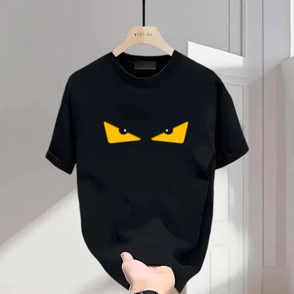 Design Angry Eyes Graphic Black T-Shirt - 2