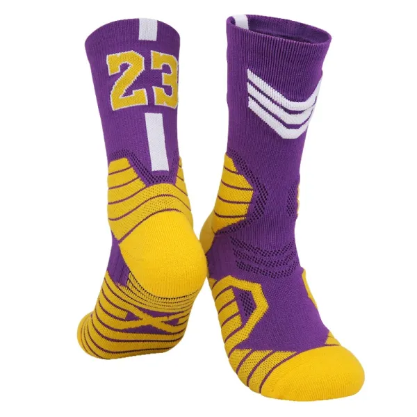 Los Angeles Lakers #23 Purple and Gold Basketball Socks - 1