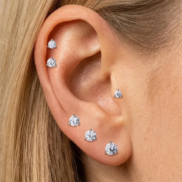 Design S925 Sterling Silver Cubic Zirconia Stud Earring 6.5mm Jewelry - 13