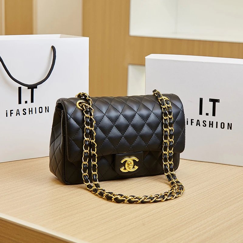 Chanel Classic Flap Bag Black Quilted Leather Chain Shoulder Bag