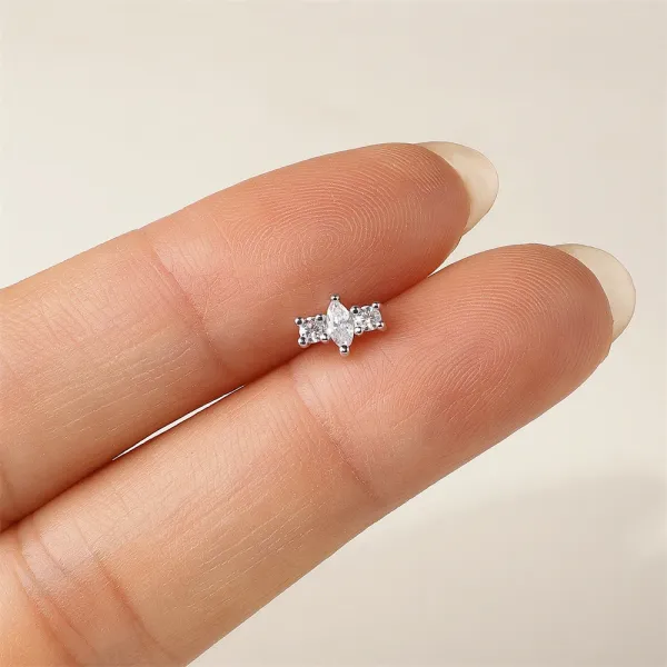 Design Marquise Cut Crystal Chain Necklace Silver Jewelry - 16