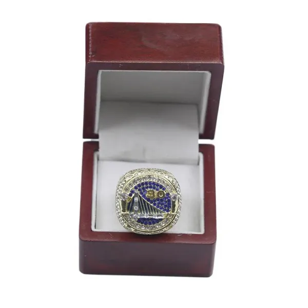 Golden State Warriors 2015 NBA Championship Ring Replica Blue and Silver Jewelry - 6