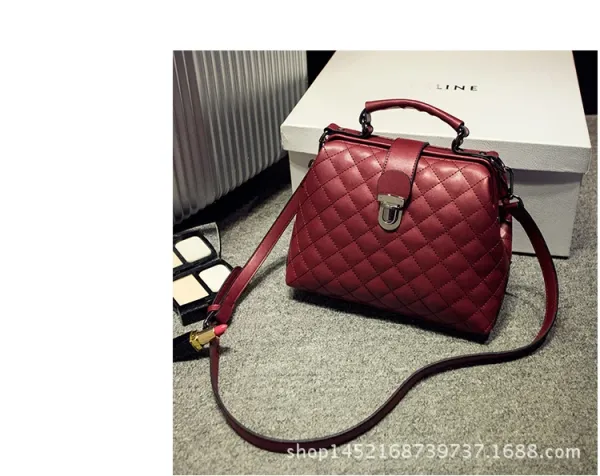 Design Celine Quilted Doctor Bag Burgundy Handbag Handbags - 9