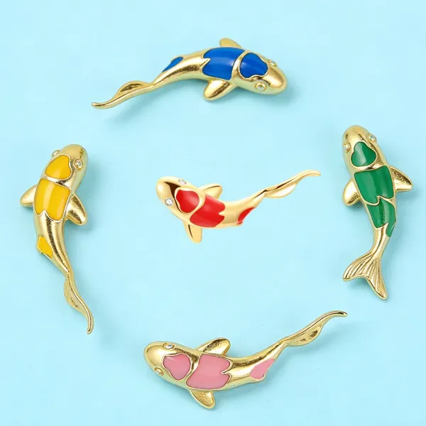 Design S925 Sterling Silver Pink Koi Fish Labret Piercing Jewelry - 8