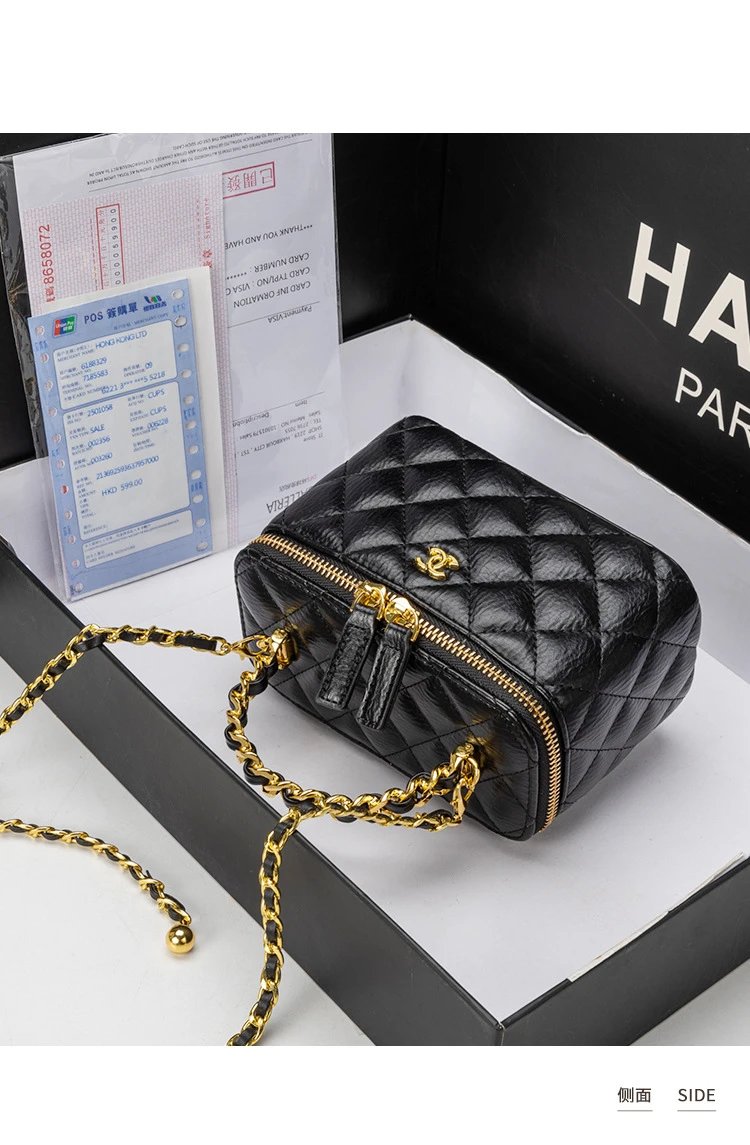 Chanel Mini Coco Handle Black Quilted Leather Chain Bag Handbags - 17