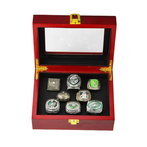 Design Philadelphia Eagles Super Bowl LII Champions Ring Silver Green Crystal Jewelry - 7