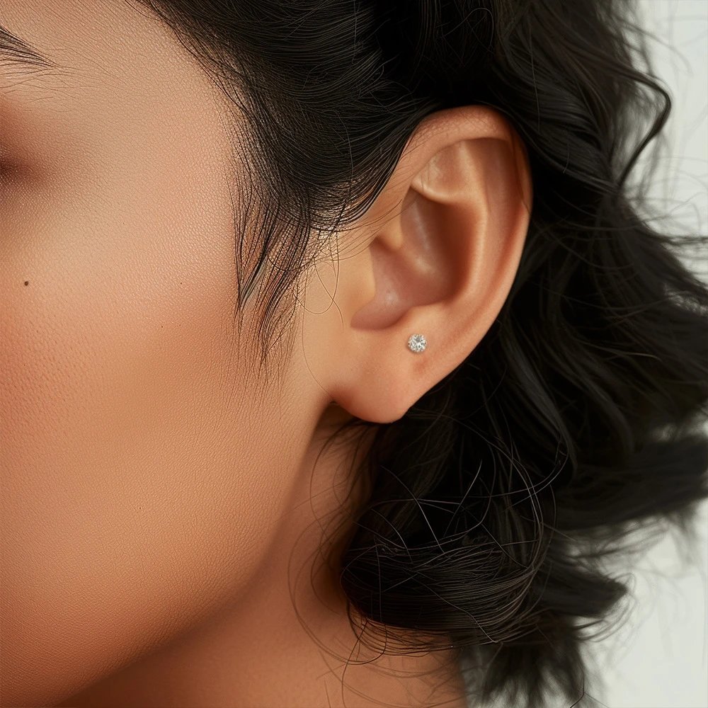 Design S925 Sterling Silver Heart Labret with Marquise and Pear-Cut Cubic Zirconia Earring Jewelry - 11