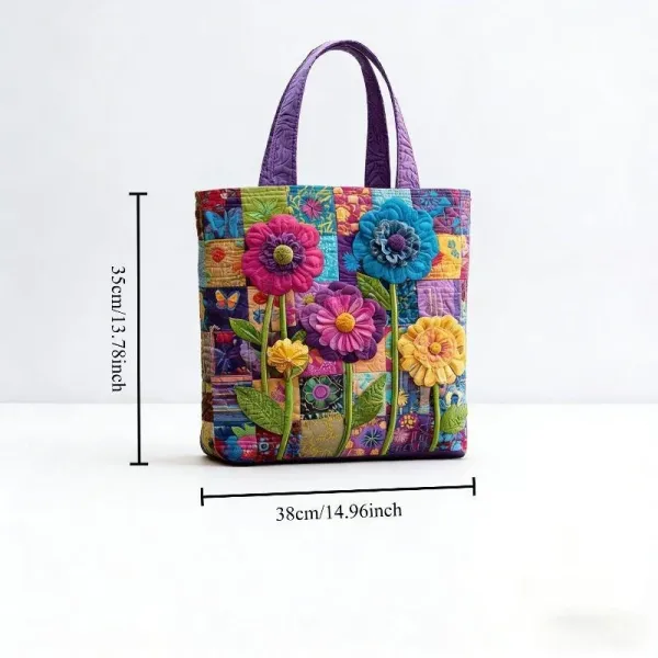 Design Embroidered Shamrock Quilted Tote Bag Green - 19