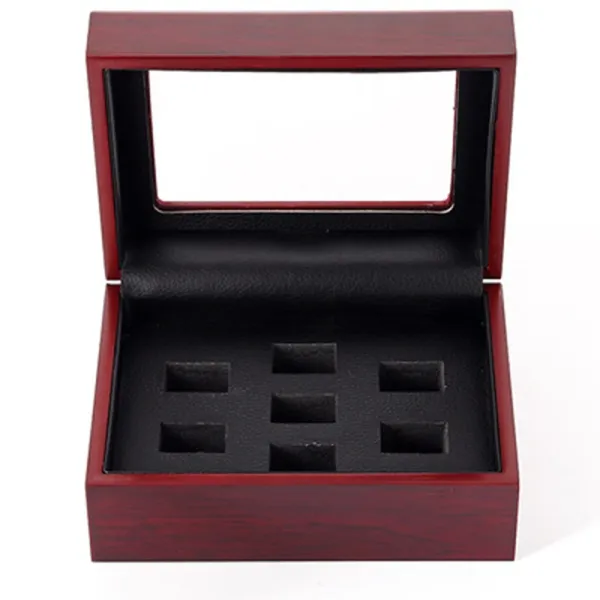 Design Wooden Ring Display Box Red with Black Velvet Insert Jewelry - 3