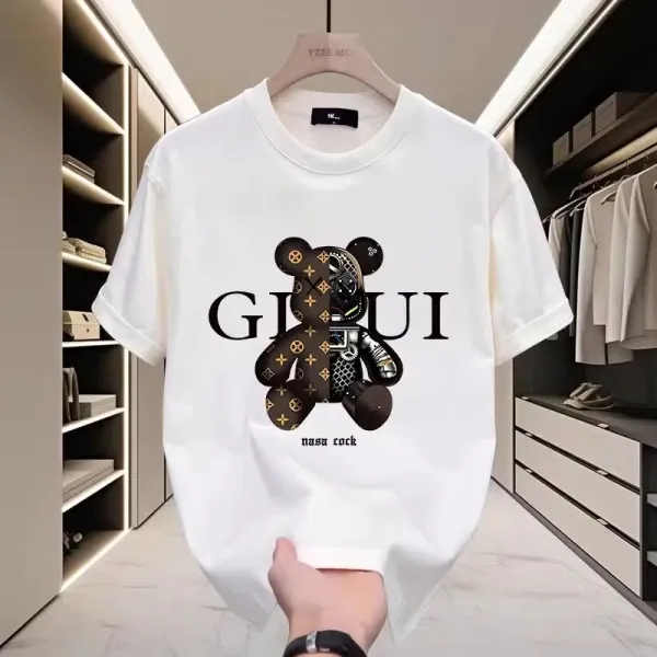 Design Bear Print Graphic T-Shirt White - 5
