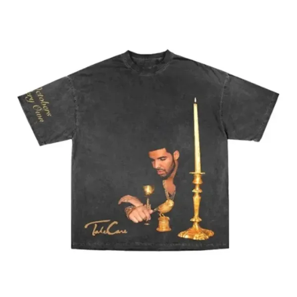 Design Drake OVO x October's Very Own 'Take Care' Black Washed T-Shirt T-Shirts - 1
