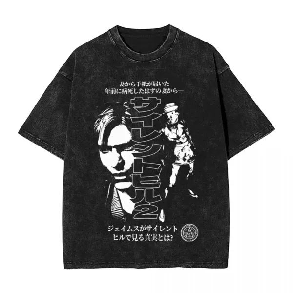 Design Silent Hill 2 Graphic Washed Black T-Shirt - 1