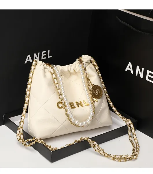 Design Chenla Quilted Drawstring Chain Bag Black Shoulder Bags - 7