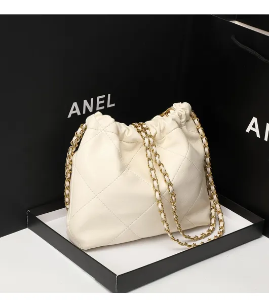 Design Chenla Quilted Drawstring Chain Bag Black Shoulder Bags - 8