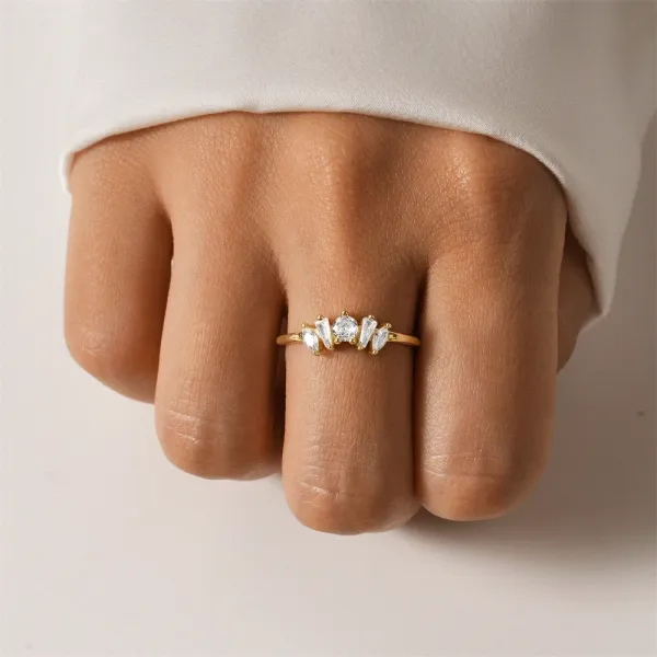 Design S925 Sterling Silver Multi-Stone Cluster Ring Silver Jewelry - 36