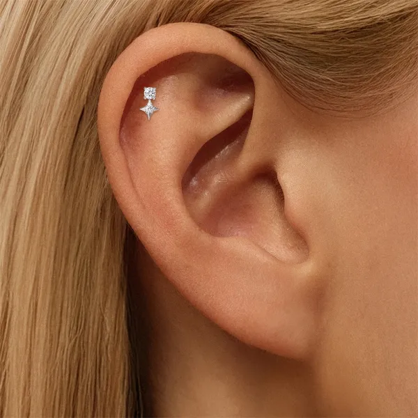 Design S925 Sterling Silver Cross Pendant Ear Cuff Jewelry - 17