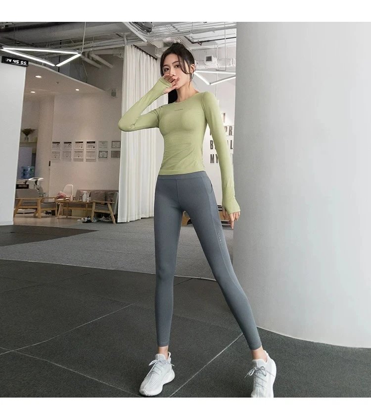 Design Amimedea Long Sleeve Base Layer Top Sage Green Activewear - 13