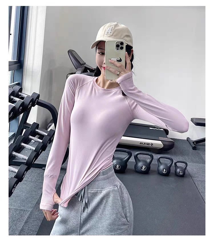 Design Long Sleeve Base-Layer Top in Periwinkle Blue with Ribbed Cuffs Activewear - 7